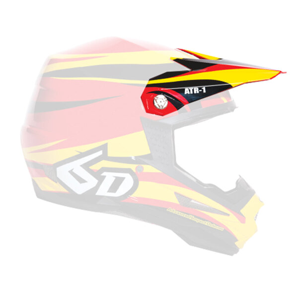 6D ATR-1 MX- Visor Flo Red/Yellow/Black - Size: ONE SIZE